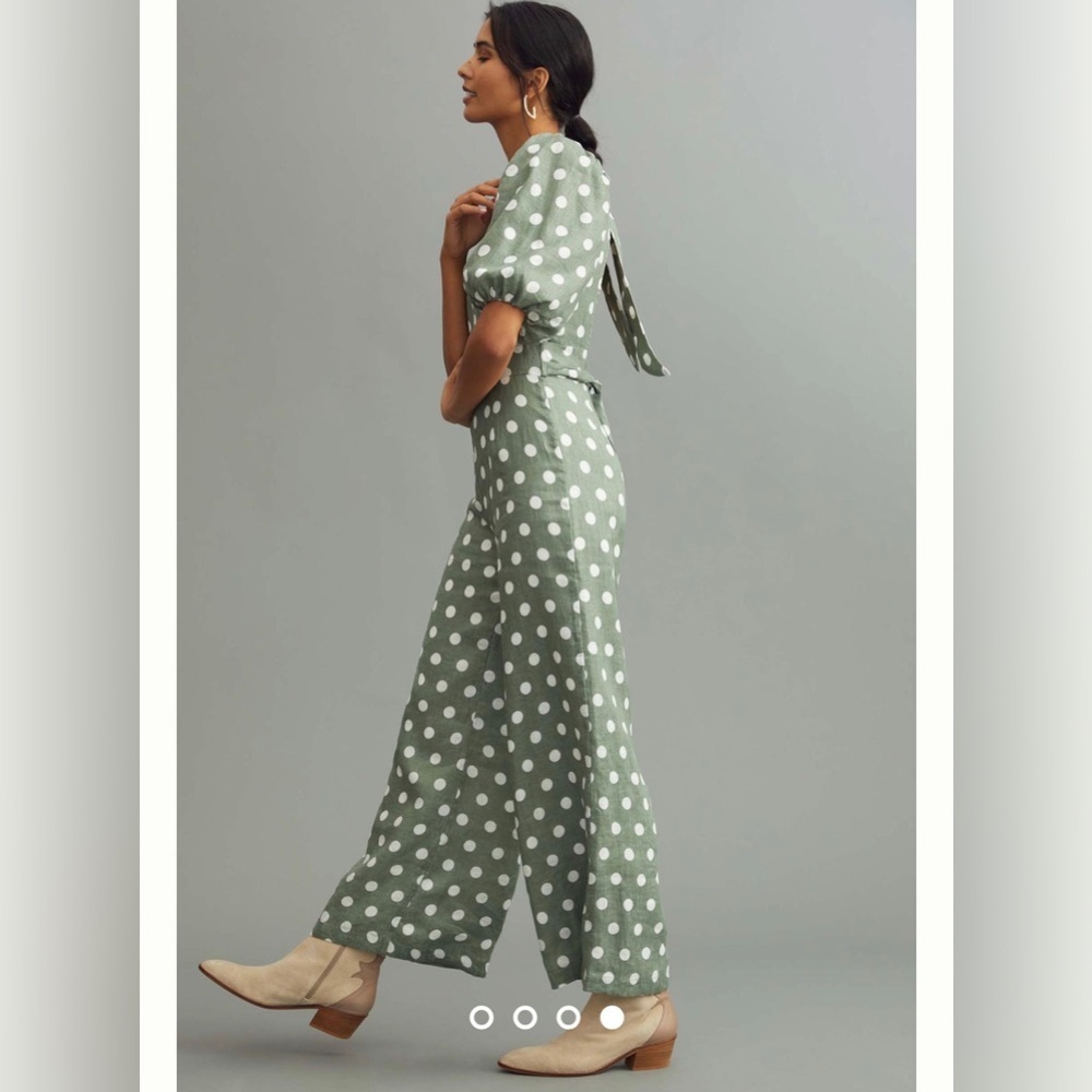 🆕Faithfull The Brand Darien Linen Jumpsuit Romper NWT - Picture 3 of 4